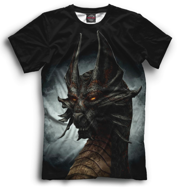 Мужская футболка с изображением Дракон цвета Черный