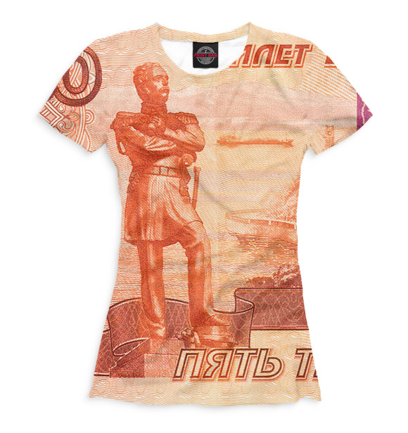 Женская футболка с изображением Хабаровск - купюра цвета Белый