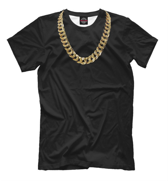 Мужская футболка с изображением Золотая цепь цвета Черный
