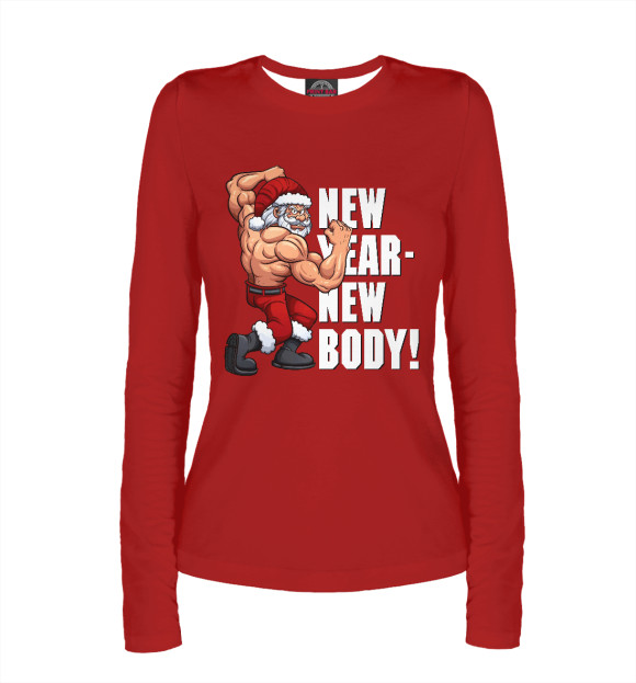 Женский лонгслив с изображением New Year - New Body! цвета Белый