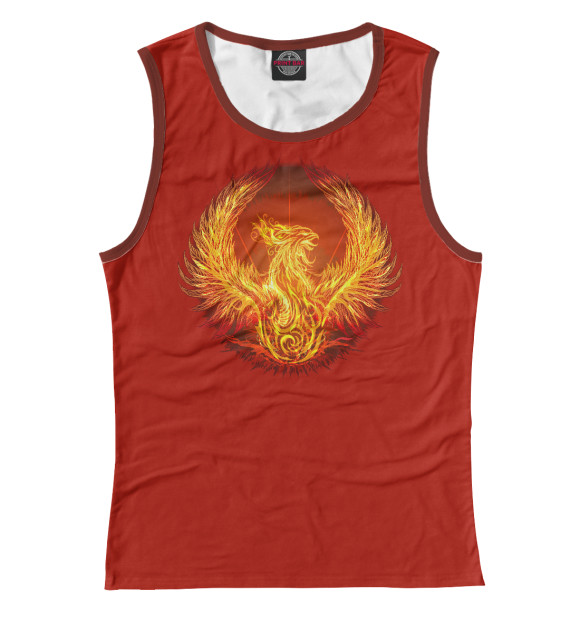 Женская майка с изображением Золотой феникс цвета Белый