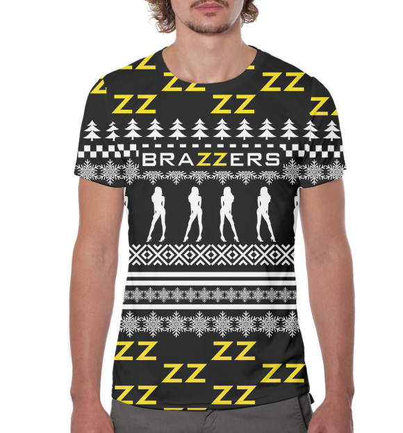 Мужская футболка с изображением Brazzers цвета Белый