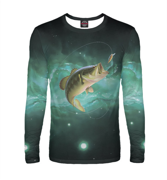 Мужской лонгслив с изображением Рыбалка на карпа цвета Белый
