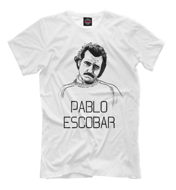 Мужская футболка с изображением Pablo Escobal цвета Молочно-белый