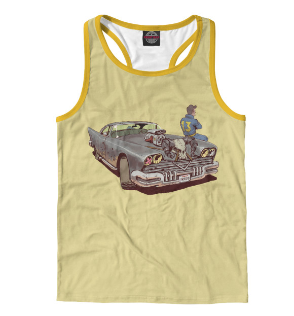 Мужская майка-борцовка с притом Машина Fallout цвета Белый Мужская майка-борцовка с изображением Машина Fallout цвета Белый