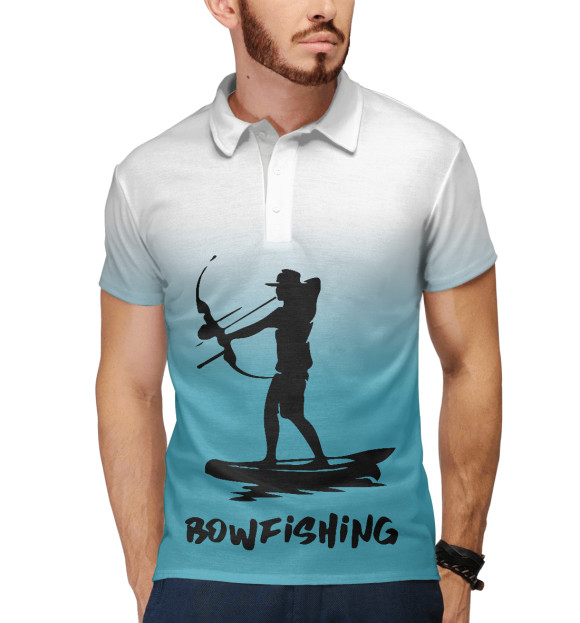 Мужское поло с изображением Bowfishing цвета Белый