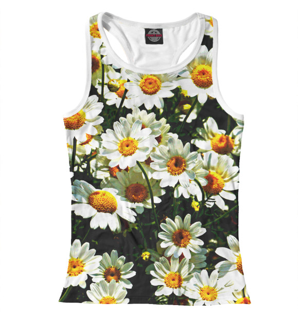 Женская майка-борцовка с изображением Ромашки цвета Белый