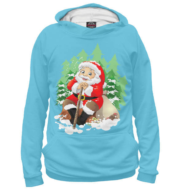 Мужское худи с изображением Дед Мороз цвета Белый