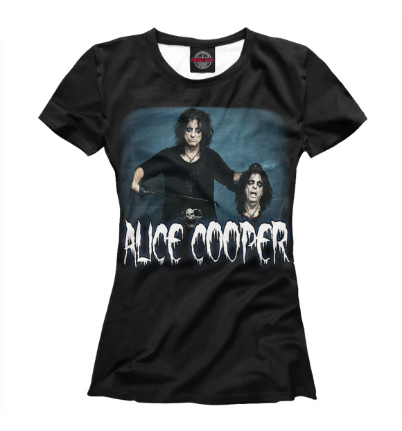 Женская футболка с изображением Alice Cooper цвета Белый