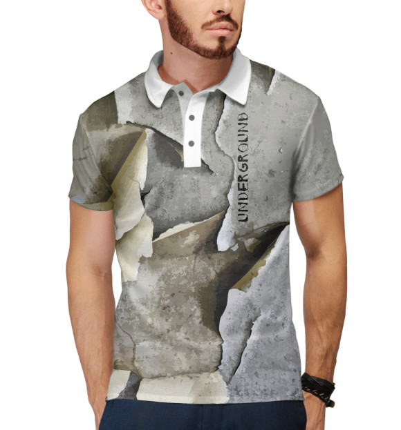 Мужское поло с изображением Underground цвета Белый