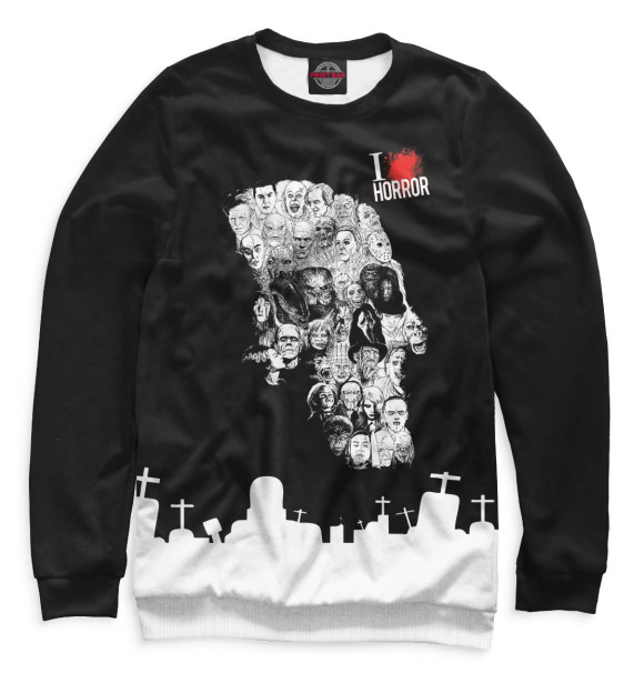 Свитшот для девочек с изображением I Love Horror цвета Белый