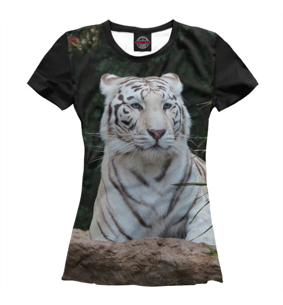 Женская футболка с изображением Бенгальский тигр цвета Белый