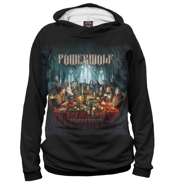 Мужское худи с изображением Powerwolf - Communio Lupatum цвета Белый