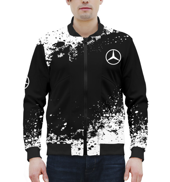 Мужской бомбер с изображением Mercedes-Benz abstract sport uniform цвета Белый