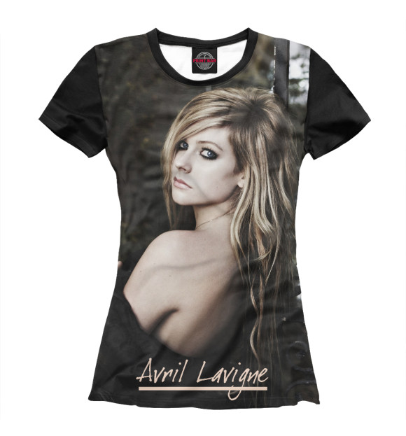 Женская футболка с изображением Avril Lavigne in Black цвета Белый