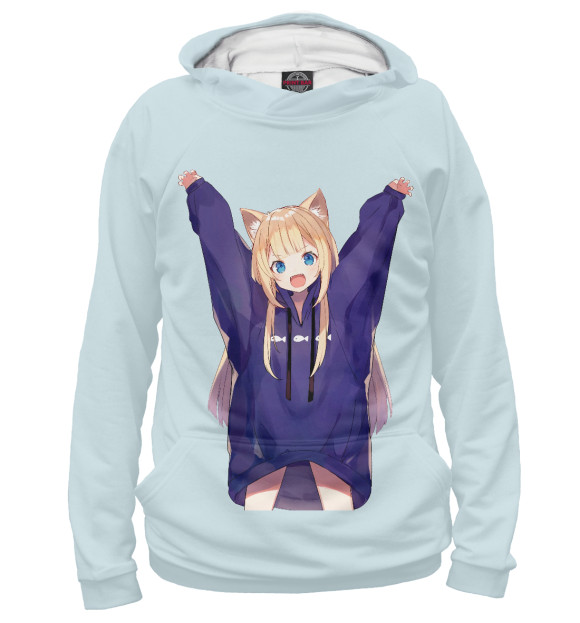 Мужское худи с изображением Baka :3 цвета Белый