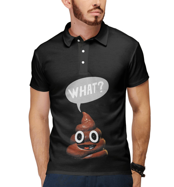 Мужское поло с изображением WHAT ? цвета Белый