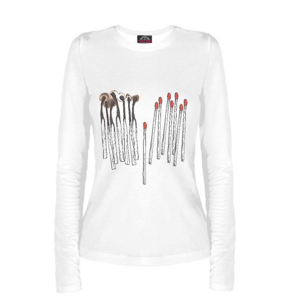 Женский лонгслив с изображением Спички цвета Белый