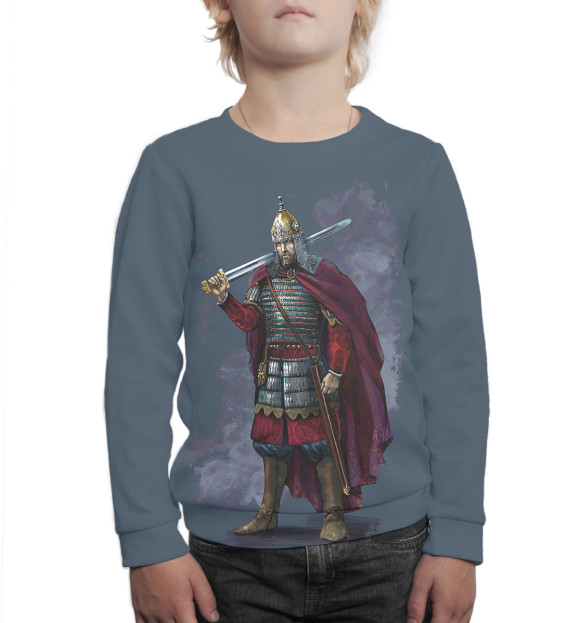 Свитшот для мальчиков с изображением Богатырь цвета Белый