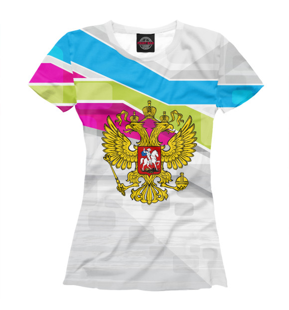 Футболка для девочек с изображением Russia Sport цвета Белый