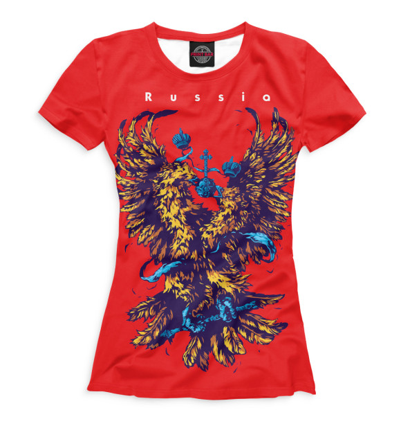 Женская футболка с изображением Двуглавый орел цвета Белый