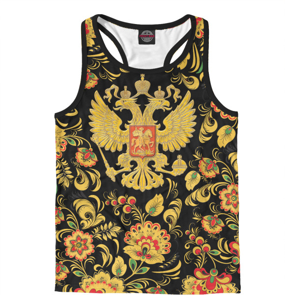 Мужская майка-борцовка с изображением Русская хохлома цвета Белый