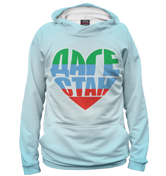 Мужское худи с изображением Дагестан цвета Белый