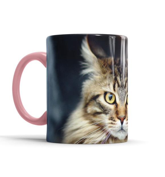 Кружка с изображением Пушистый кот цвета розовый