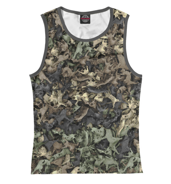 Женская майка с изображением Камуфляж с котиками цвета Белый