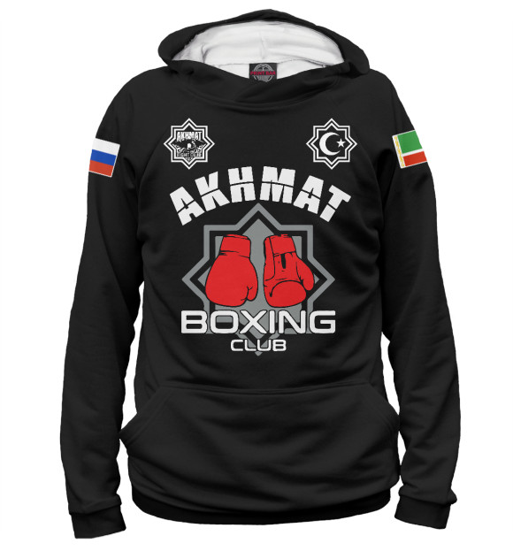Мужское худи с изображением Akhmat Boxing Club цвета Белый