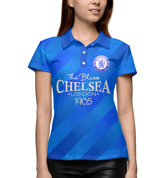Женское поло с изображением Chelsea-The Blues цвета Белый