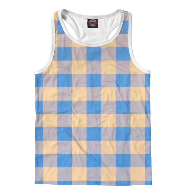 Мужская майка-борцовка с изображением Клетка цвета Белый