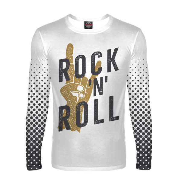 Мужской лонгслив с изображением Рок-н-ролл цвета Белый