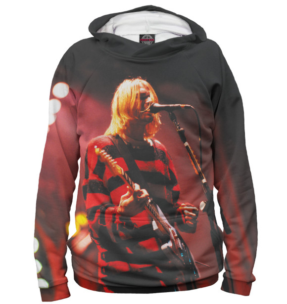 Мужское худи с изображением Kurt Cobain цвета Белый