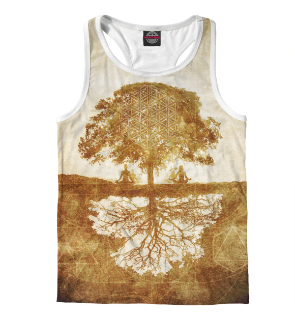 Мужская майка-борцовка с изображением Between Earth & Sky цвета Белый