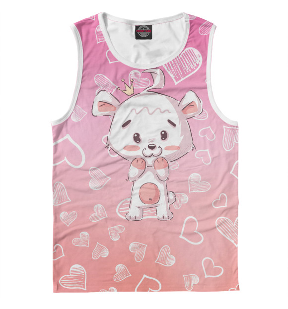 Майка для мальчика с притом Маленький мишка с короной цвета Белый Майка для мальчика с изображением Маленький мишка с короной цвета Белый