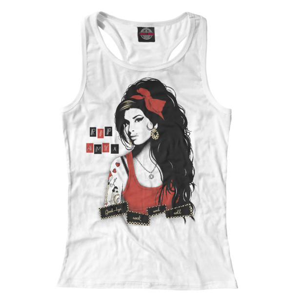 Женская майка-борцовка с изображением Amy Winehouse цвета Белый