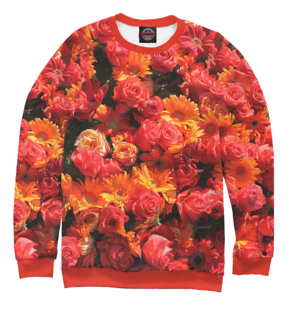 Женский свитшот с изображением Roses Gerberas цвета Белый