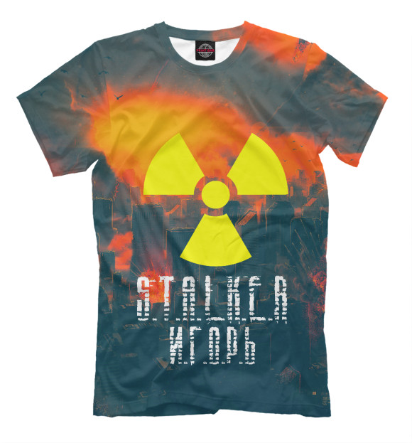 Мужская футболка с изображением STALKER Игорь цвета Серый