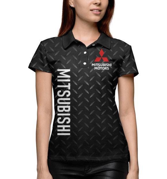 Женское поло с изображением Mitsubishi Сталь цвета Белый