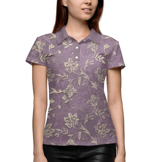 Женское поло с изображением Узоры из цветов цвета Белый