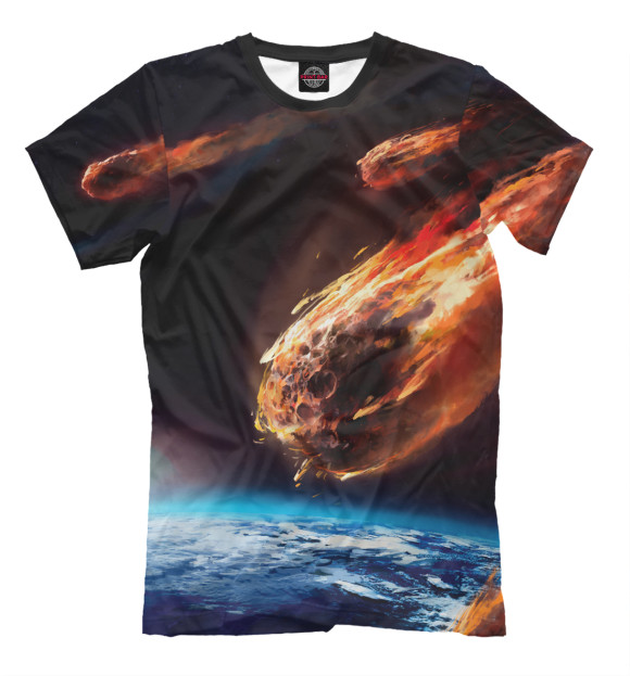 Мужская футболка с изображением Метеориты цвета Молочно-белый