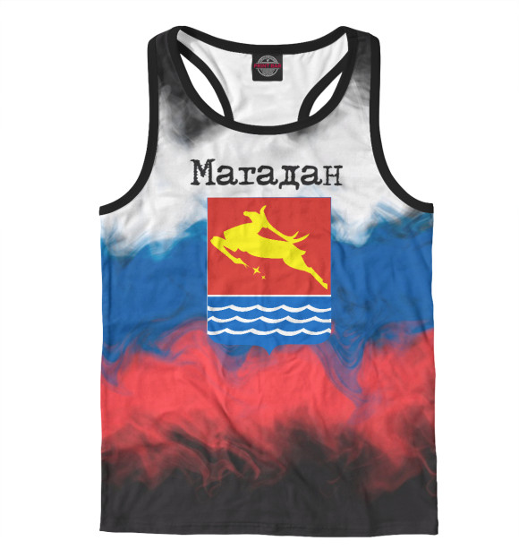 Мужская майка-борцовка с изображением Магадан цвета Белый