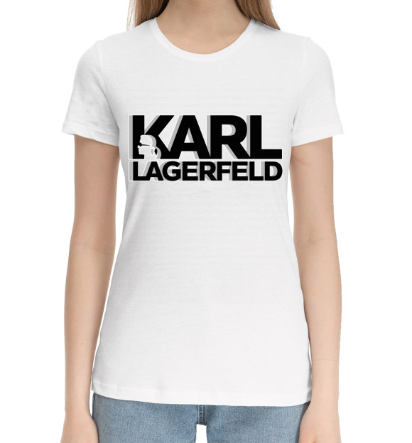 Женская хлопковая футболка с изображением Karl Lagerfeld цвета Белый