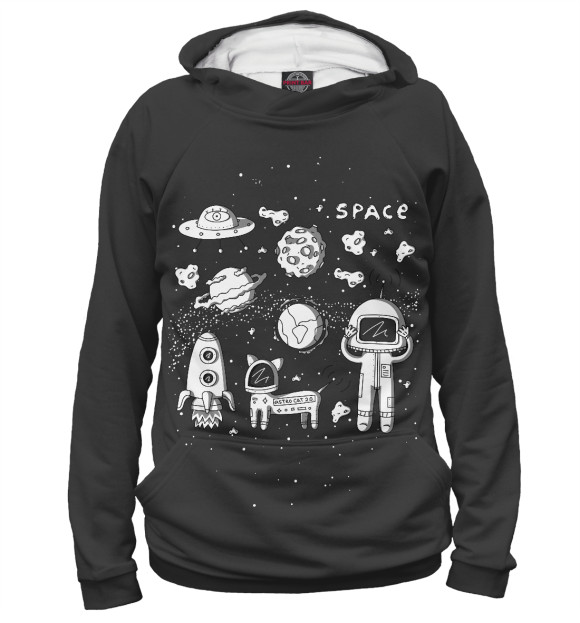 Мужское худи с изображением Space Travelling цвета Белый