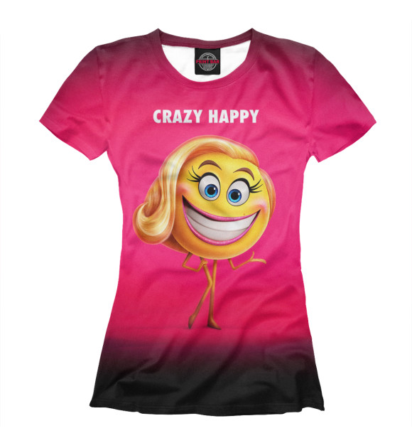 Женская футболка с изображением Crazy Happy цвета Белый