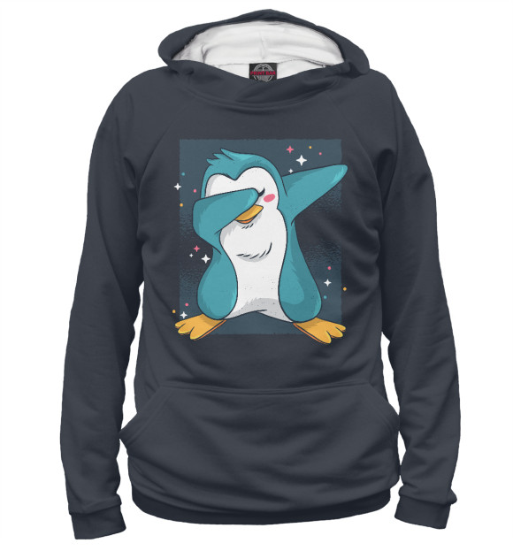 Мужское худи с изображением Penguin dabbing цвета Белый
