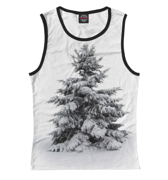 Женская майка с изображением Елка цвета Белый