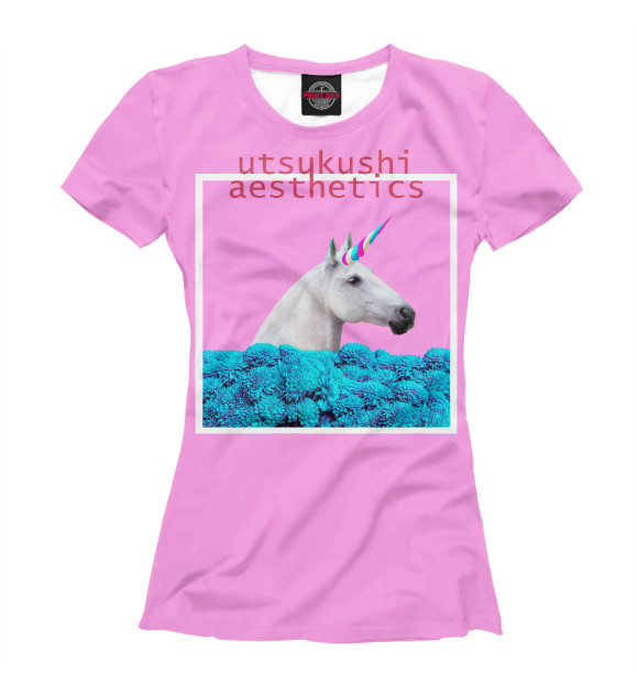 Футболка для девочек с изображением Aesthetics (Unicorn Pink) цвета Белый