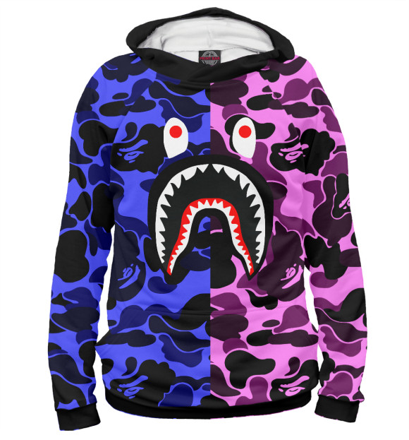 Худи для мальчика с изображением bape shark цвета Белый